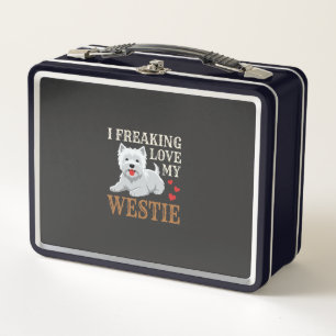 Westie Hund Liebe Typografie Metall Brotdose