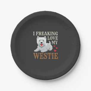 Westie Hund Liebe Typografie Pappteller