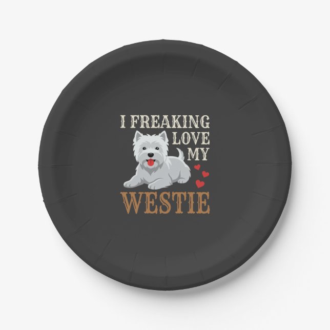 Westie Hund Liebe Typografie Pappteller (Vorderseite)