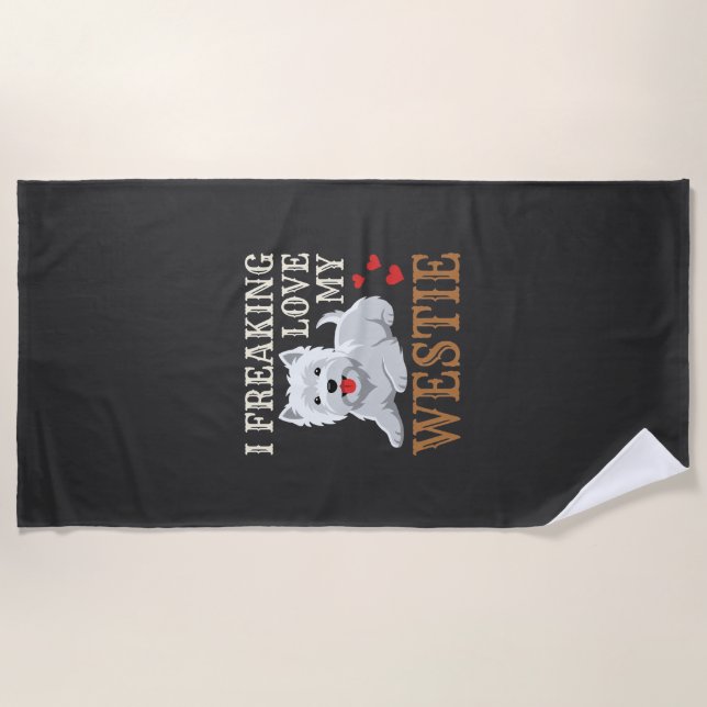 Westie Hund Liebe Typografie Strandtuch (Vorderseite)