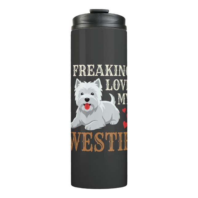 Westie Hund Liebe Typografie Thermosbecher (Vorderseite)