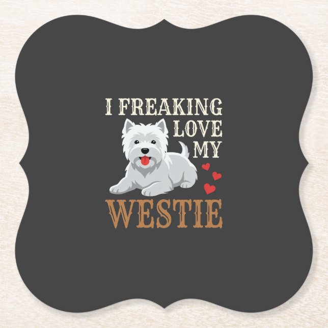 Westie Hund Liebe Typografie Untersetzer (Vorderseite)