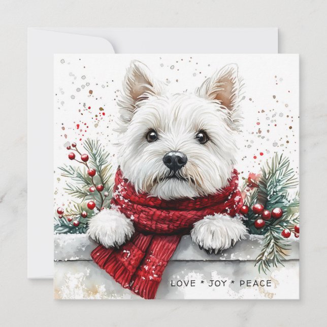 Westie-Hund süße festliche Weihnachtskarte (Vorderseite)