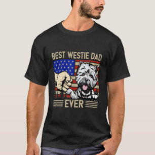 Westie Hund Vater 4th July American Flag Independe T-Shirt