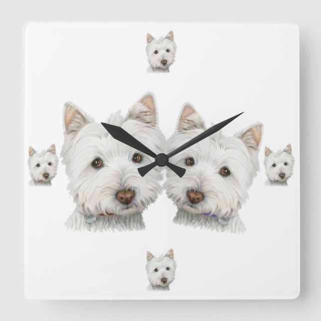 Westie Hunde reichlich! Wanduhr (Vorderseite)