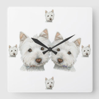 Westie Hunde reichlich! Wanduhr
