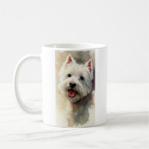 Westie-Hunde-Wasserfarbenporträt Kaffeetasse