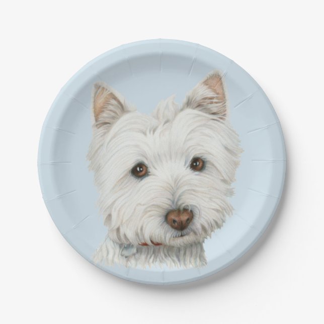 Westie Hundekunst-Pappteller Pappteller (Vorderseite)