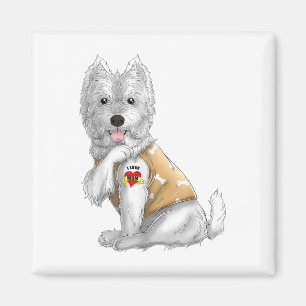 Westie I Liebe Mama Tattoo Hundeshirt Funny Mütter Magnet