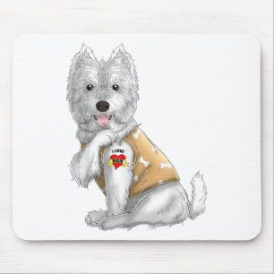 Westie I Liebe Mama Tattoo Hundeshirt Funny Mütter Mousepad
