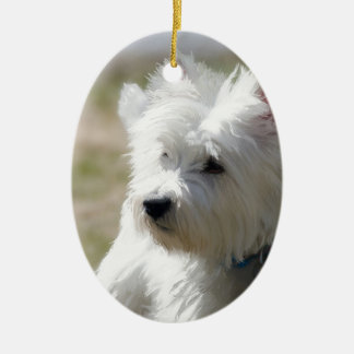 Westie im Frühjahr Keramikornament