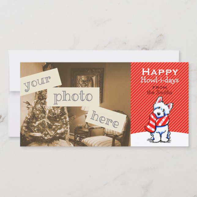 Westie Kariert Scarf Weihnachten Modernes Rotes Me (Vorderseite)