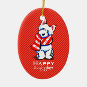 Westie karierte keramikornament