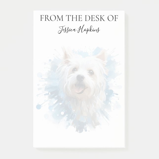 Westie Liebhaber monogrammierter Hund  Post-it Klebezettel (Vorderseite)