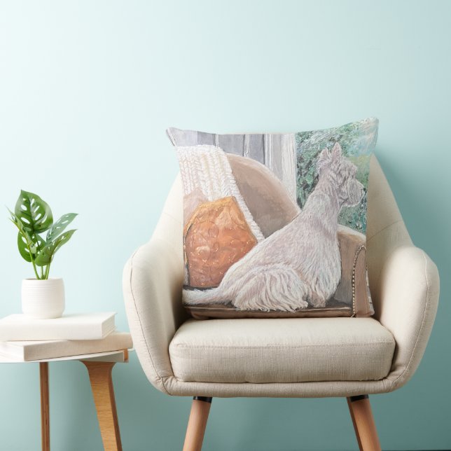 Westie Looking Out a Window Kissen (Stuhl )