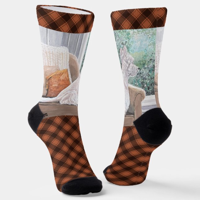 Westie Looking Out a Window Socken (Gewinkelt)