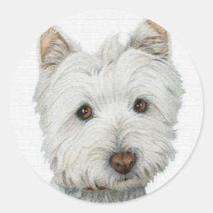 Westie mit Beschaffenheitseffekt Runder Aufkleber