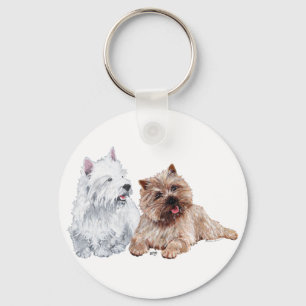 Westie mit braunem Cairn Terrier Schlüsselanhänger