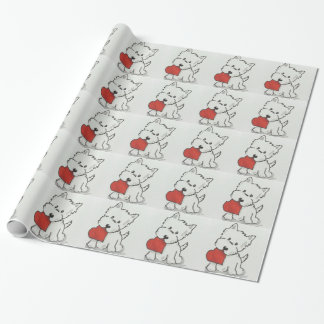 Westie mit Herzen Geschenkpapier