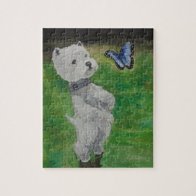 Westie mit Schmetterling Puzzle (Vertikal)