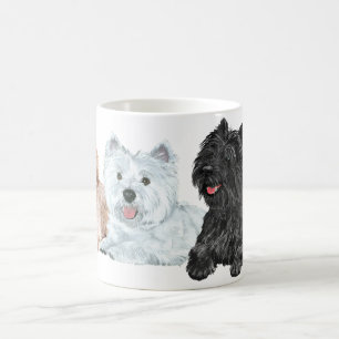 Westie mit zwei Cairn Terriern Kaffeetasse