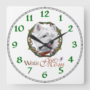 Westie Mother's Day Quadratische Wanduhr