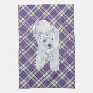Westie on Tartan Handtuch