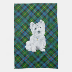Westie on Tartan Küchentuch