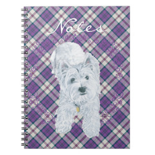 Westie on Tartan Notizblock
