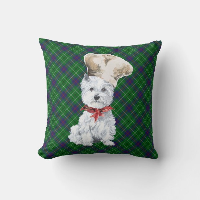 Westie on Tartan PILLOW Kissen (Vorderseite)