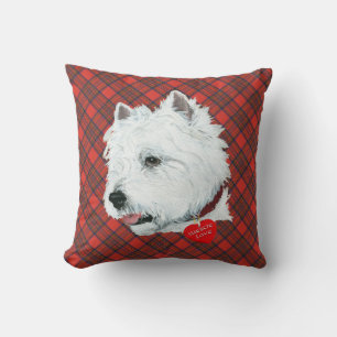 Westie on Tartan PILLOW Kissen