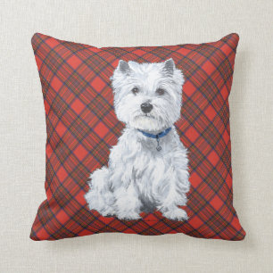 Westie on Tartan PILLOW Kissen