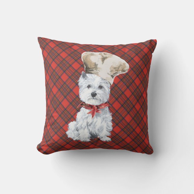 Westie on Tartan PILLOW Kissen (Vorderseite)