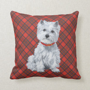 Westie on Tartan PILLOW Kissen