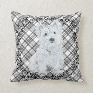 Westie on Tartan PILLOW Kissen