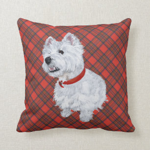 Westie on Tartan PILLOW Kissen