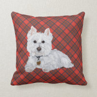 Westie on Tartan PILLOW