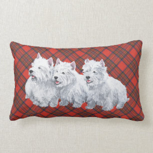 Westie on Tartan PILLOW Lendenkissen
