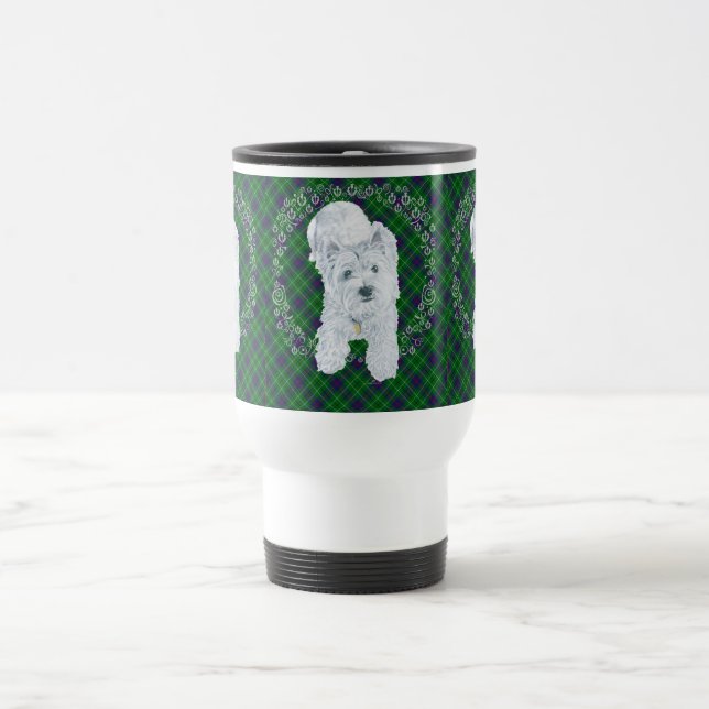 Westie on Tartan Reisebecher (Mittel)