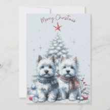 Westie Pair Merry Christmas Card