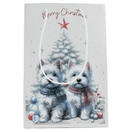 Westie Pair Weihnachtsgeschenke Mittlere Geschenktüte