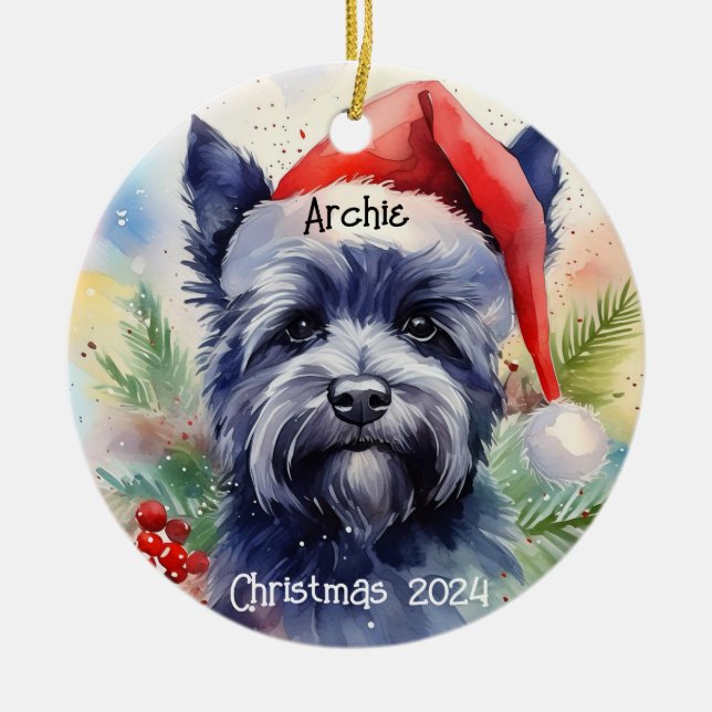 Westie personalisierte Weihnachtsdekoration Keramik Ornament (Vorne)