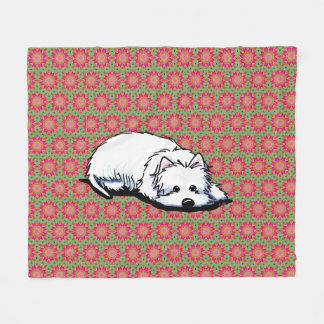 Westie Pink und Grün Fleecedecke