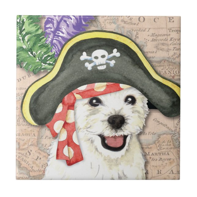 Westie Pirate Fliese (Vorderseite)