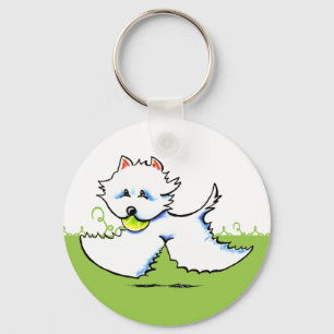 Westie Playtime Off-Leash Art™ Schlüsselanhänger