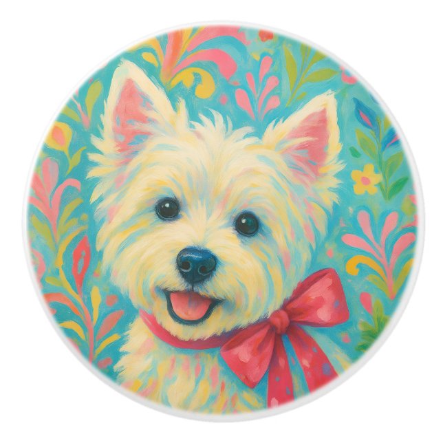 Westie Pull Knobs Keramikknauf (Vorderseite)