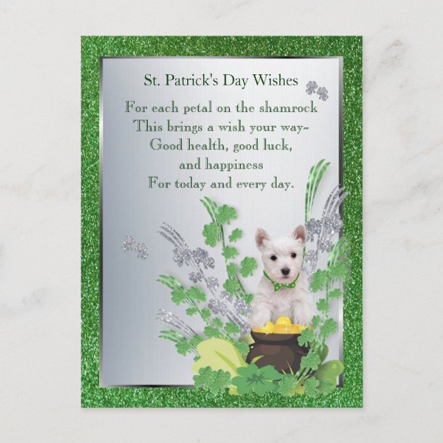 Westie Pup Nummer eins Gesundheit Glück wünscht Postkarte (Vorderseite)