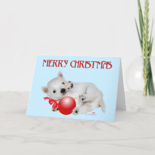 Westie Puppy Christmas Playtime Feiertagskarte