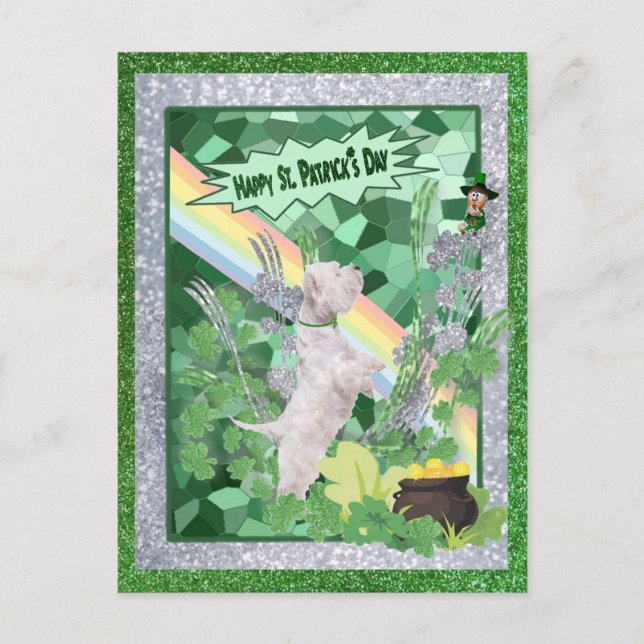 Westie Puppy Number Two Happy St Patricks Day Postkarte (Vorderseite)