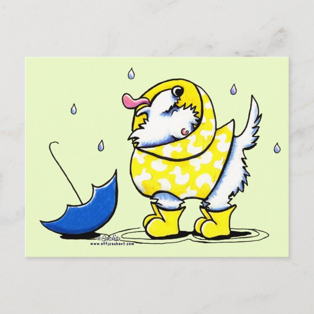 Westie Rainy Day Postkarte (Vorderseite)